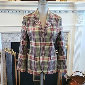 Vtg Polo Ralph Lauren Madras Blazer